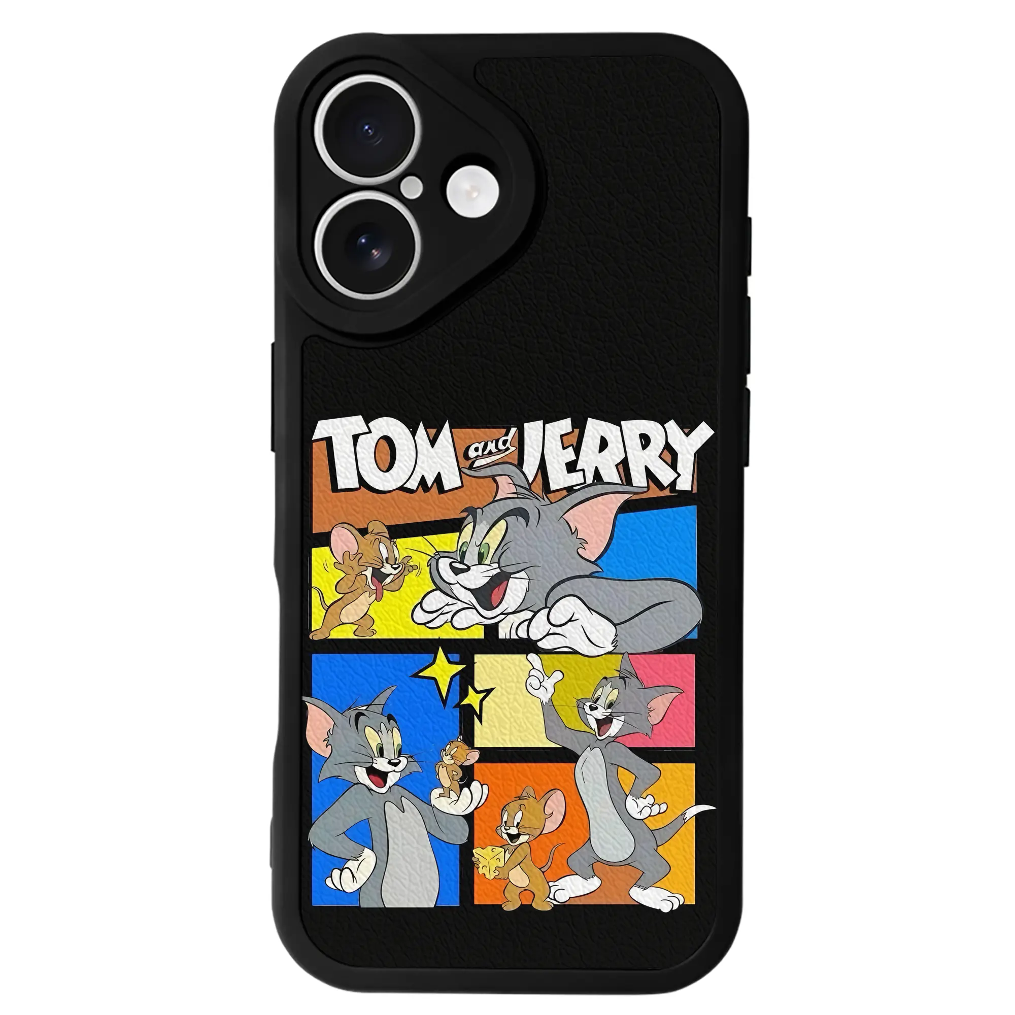 トムとジェリー グッズ トム - IPhone 16シリーズ対応 ・ シリコンスマホケース ・ レザー調 ・ 高精度フィット ・ 耐衝撃 ・ ワイヤレス充電対応 ・ 精密カット